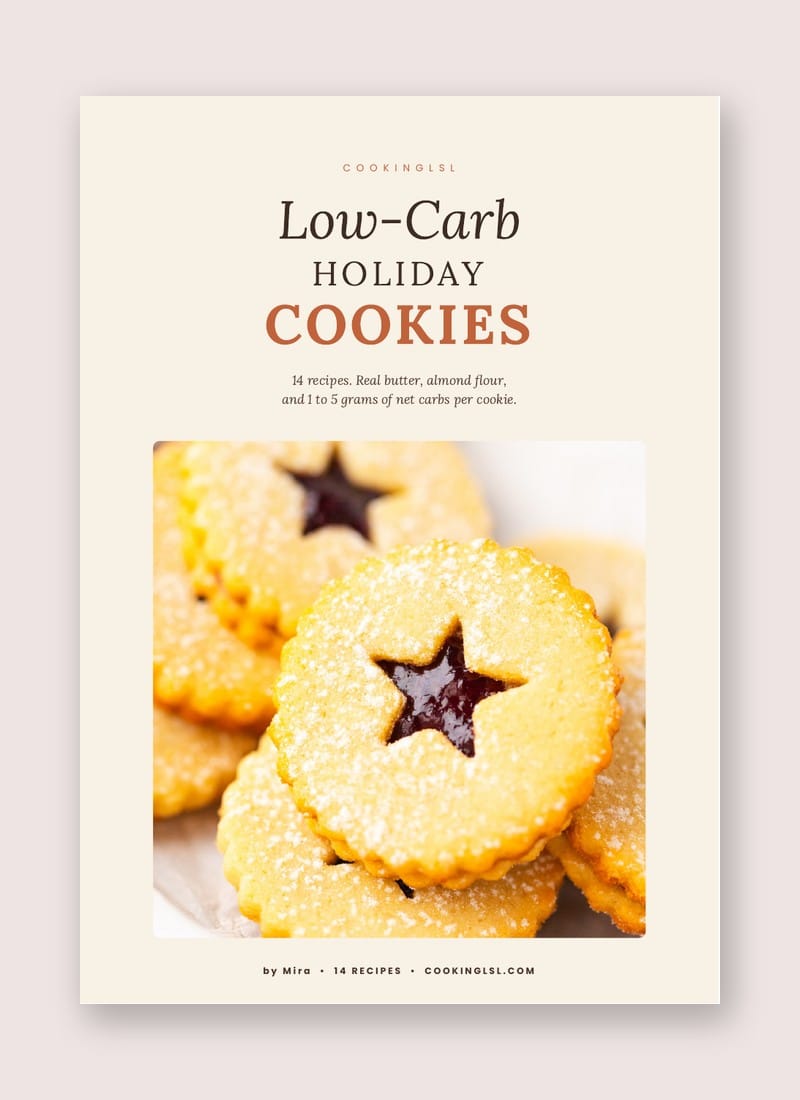 Low-Carb Holiday Cookies free recipe book cover with Linzer cookies