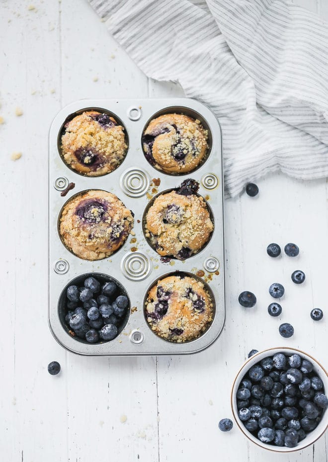 Blueberry Muffins With Olive Oil, Yogurt and Streusel Topping 