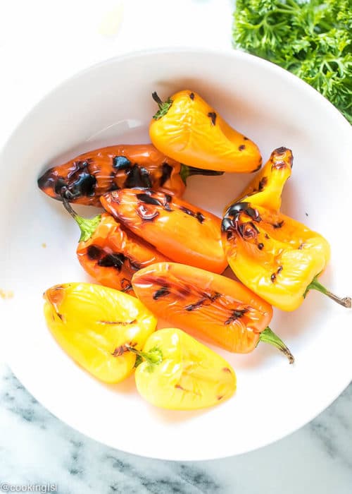How to grill or roast sweet mini peppers for summer. What to do with a bag of sweet mini bell peppers. Sweet mini peppers recipe ideas.