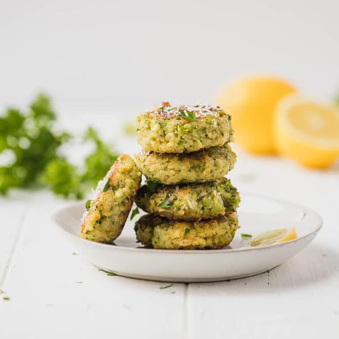 Broccoli And Quinoa Fritters on a plate