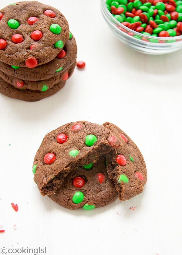 christmas M&M chocolate cookies
