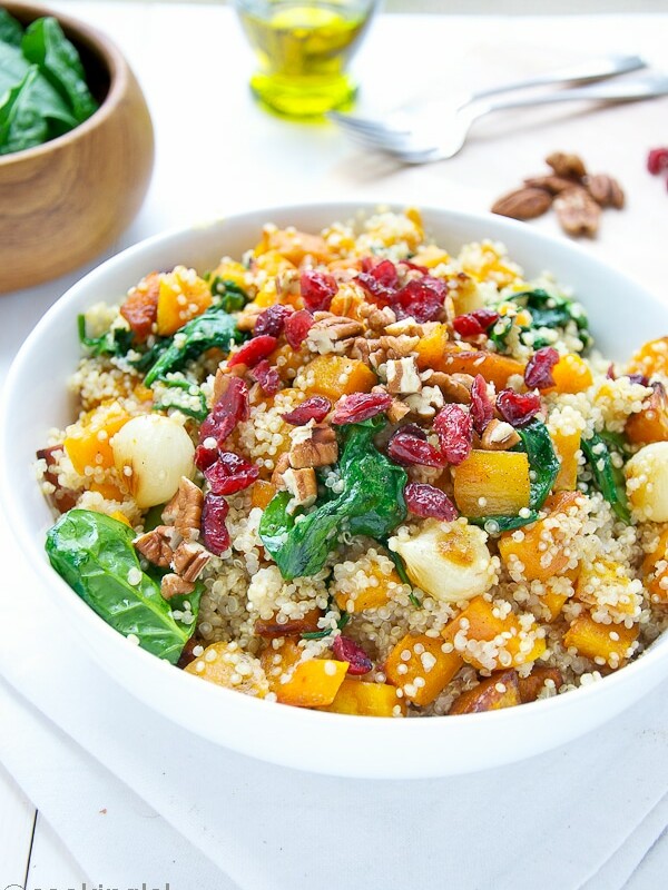 Quinoa With Butternut Squash Spinach And Cranberries