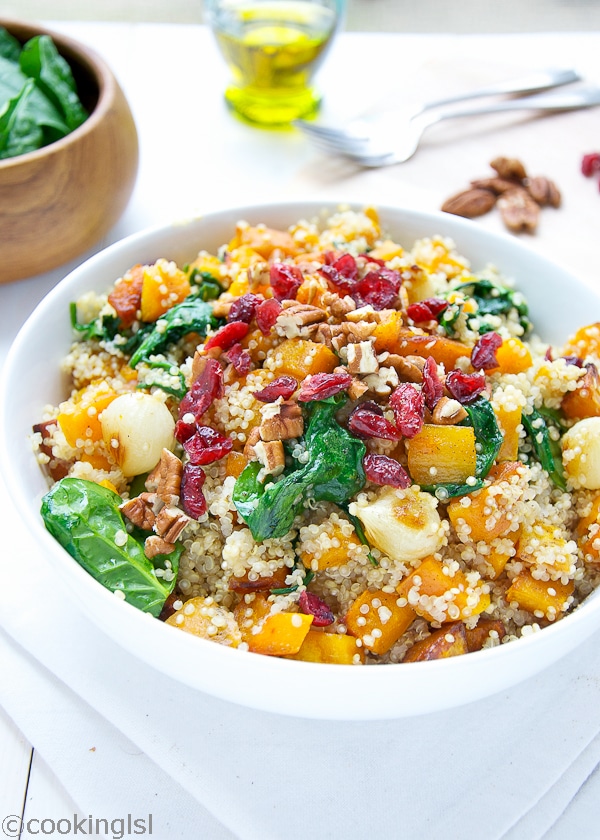 Quinoa With Butternut Squash Spinach And Cranberries