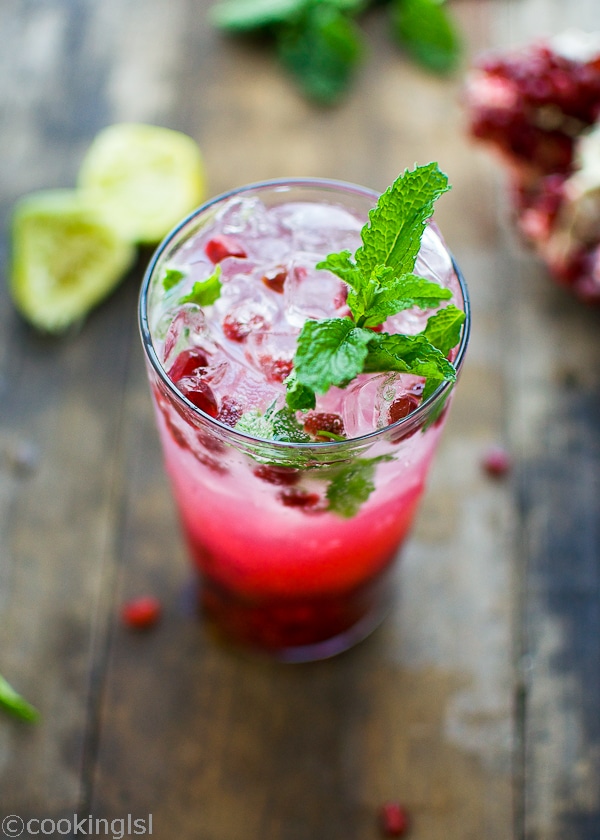 Pomegranate Mojito Cocktail Antioxidant drink for winter