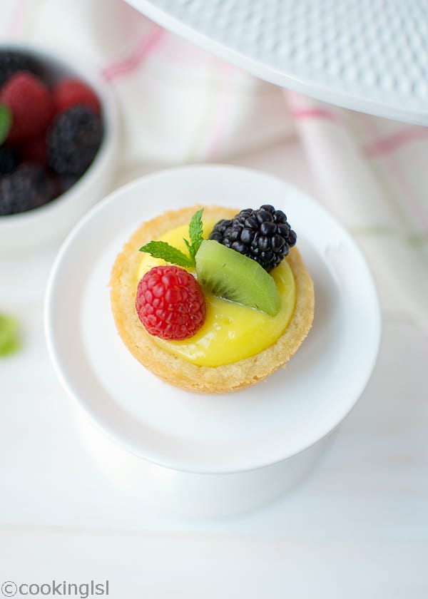 lemon curd filled mini tarts with berries