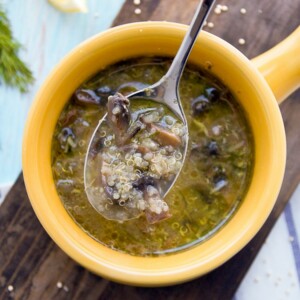 Roasted Garlic Mushroom Quinoa Soup