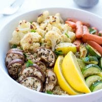 Roasted Vegetable Quinoa Bowls Cauliflower Zucchini Carrots Eggplant