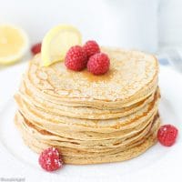 healthy-lemon-curd-whole-wheat-pancakes-cottage-cheese-maple syrup-raspberries