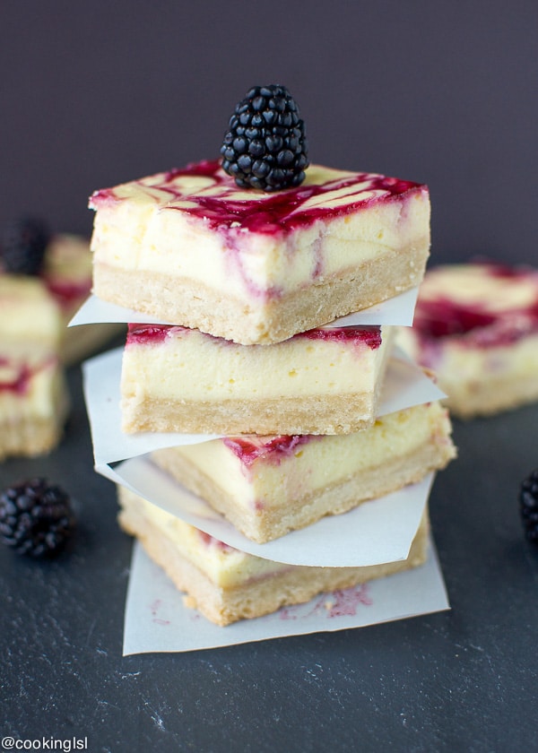 Blackberry Cheesecake Bars With Shortbread Crust