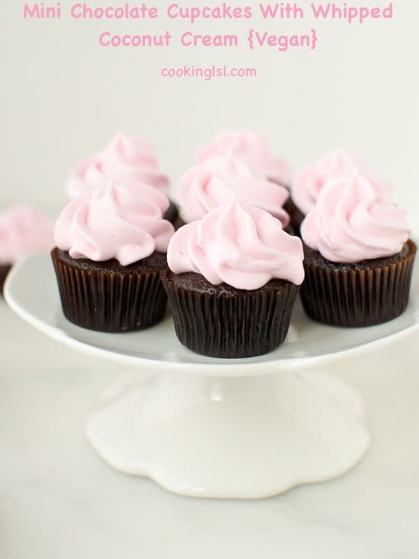 Mini Chocolate Cupcakes With Whipped Coconut Cream frosting vegan