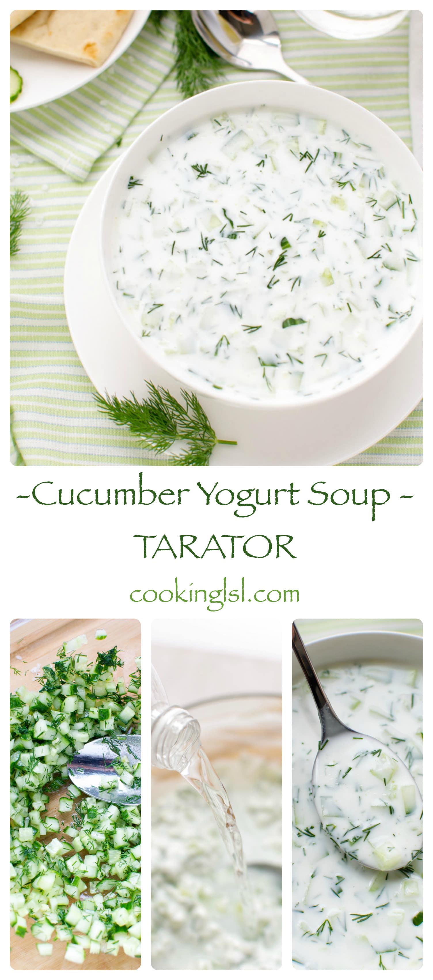 How to make Tarator- Bulgarian cold cucumber yogurt soup for summer.