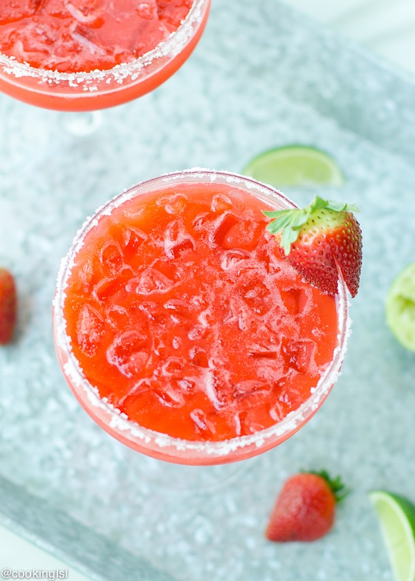 Easy Fresh Strawberry Margarita - the ultimate summer drink made in a blender with just a few ingredients.