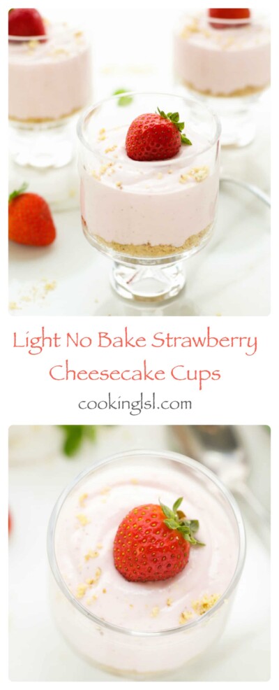 Light No Bake Strawberry Cheesecake Cups