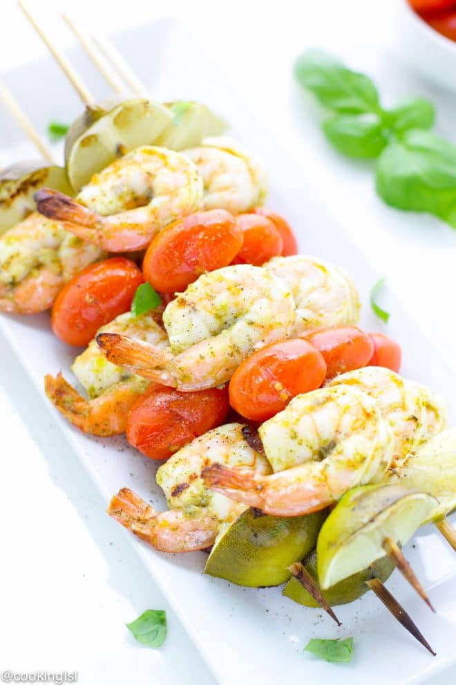 Easy Pesto Shrimp Skewers On The Grill