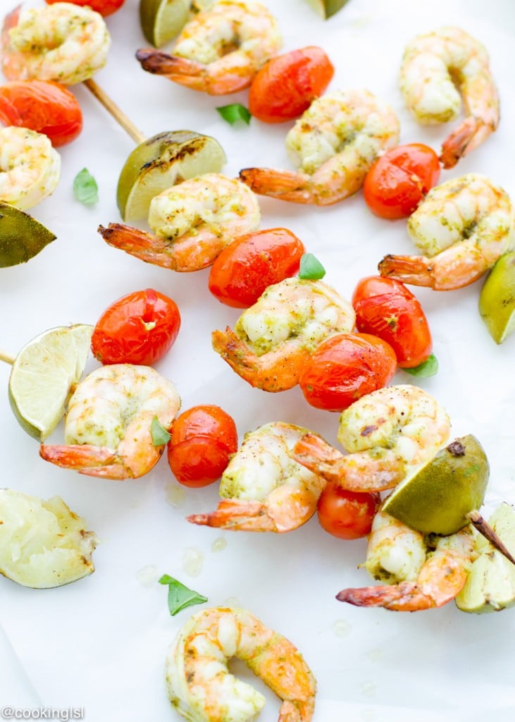 Easy Pesto Shrimp Skewers On The Grill summer holiday