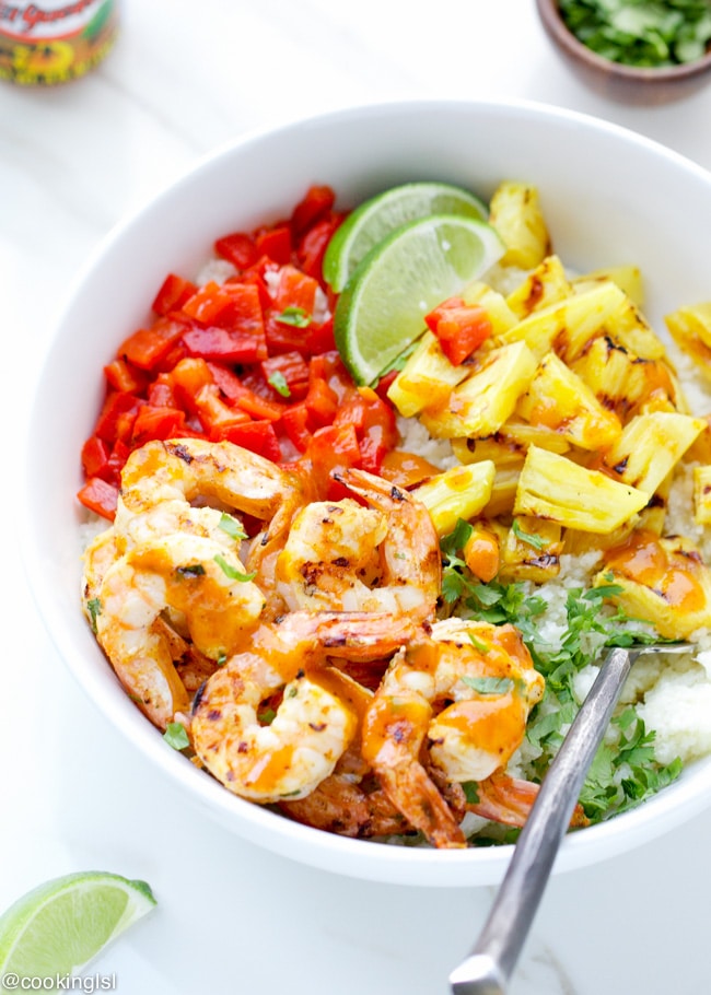 Caribbean-spicy-grilled-shrimp-cauliflower-rice-pineapple-el-yucateco