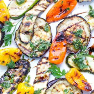 Grilled Eggplant Zucchini And Peppers Salad