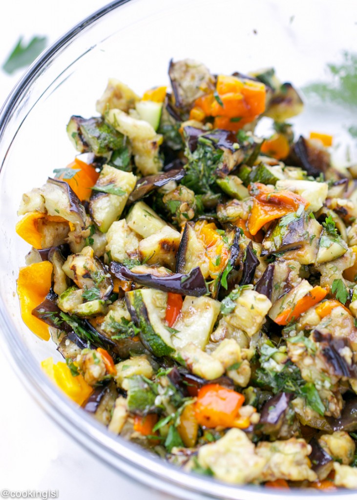 Grilled Eggplant Zucchini And Peppers Salad