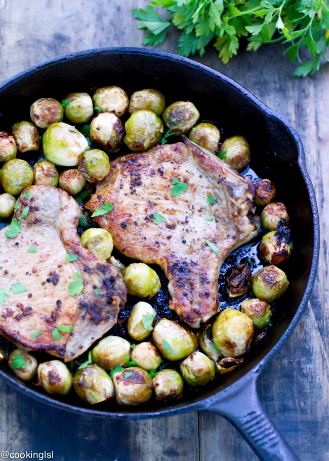 Easy-{One Pan}-Pork-Chops-And-Brussels-Sprouts-recipe