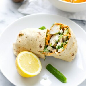 roasted red pepper hummus chicken wrap
