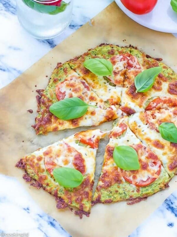 Zucchini Pizza Crust Recipe ON PARCHMENT PAPER