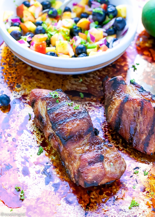 Grilled-pork-shoulder-ribs-with-blueberry-peach-salsa