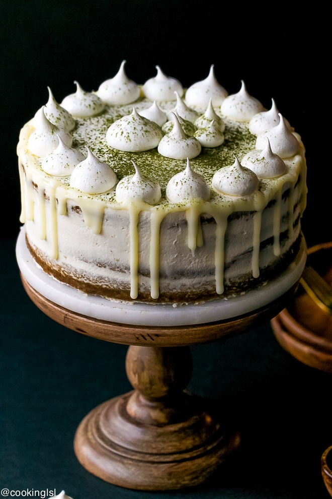 Matcha Layer Cake With White Chocolate Ganache Drip Recipe