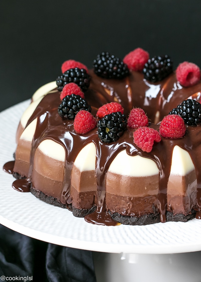 No-Bake Three Chocolate Cake Recipe