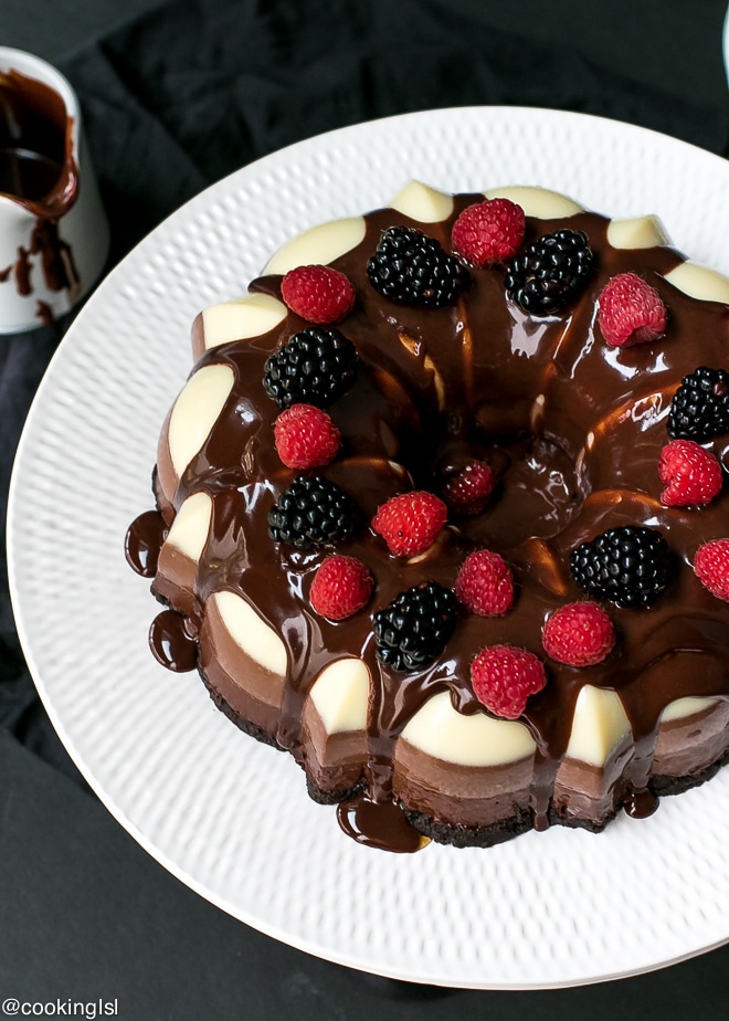 No-Bake Three Chocolate Cake Recipe