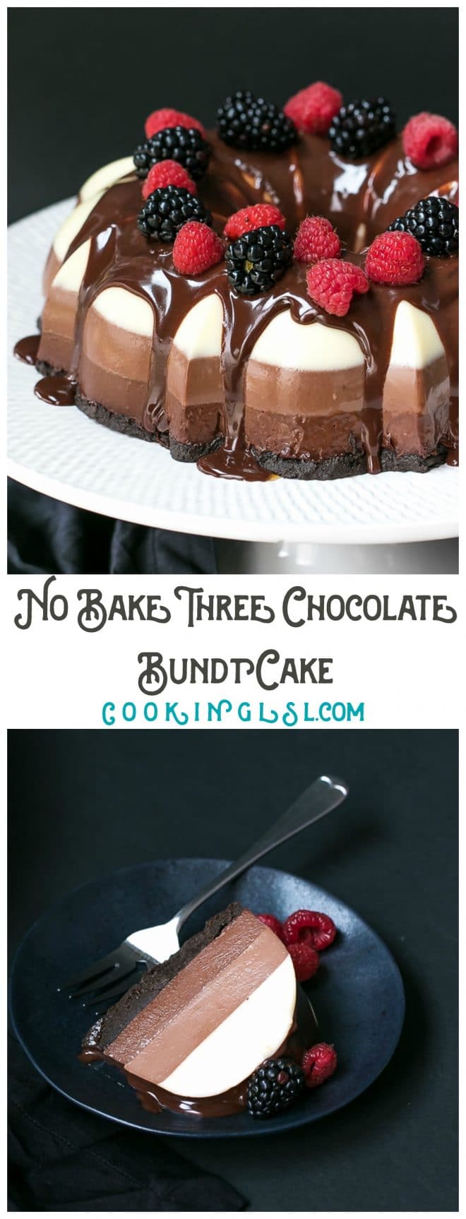 No-Bake Three Chocolate Cake Recipe