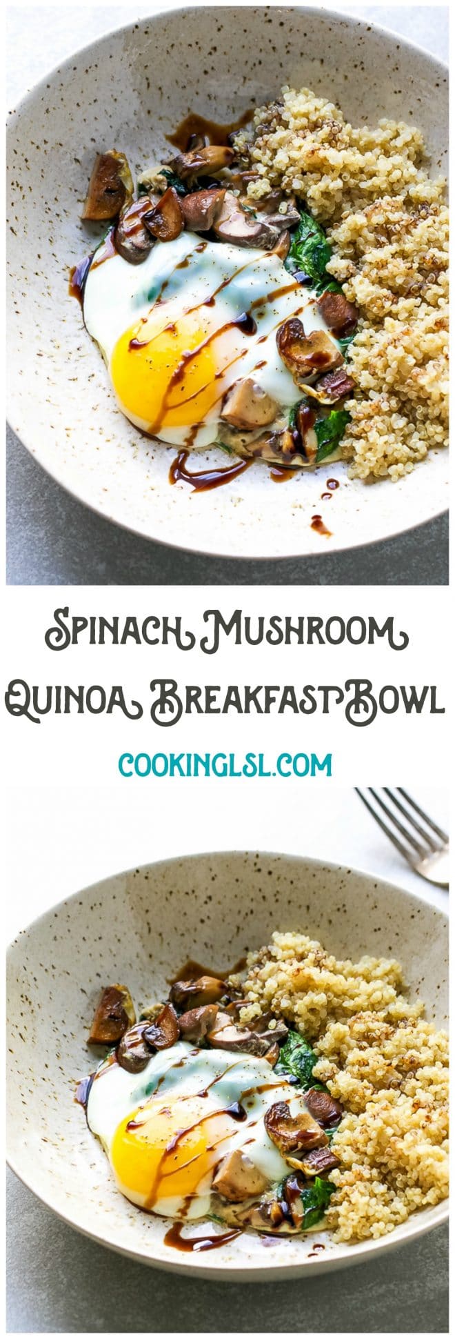 Spinach mushroom quinoa breakfast bowl recipe