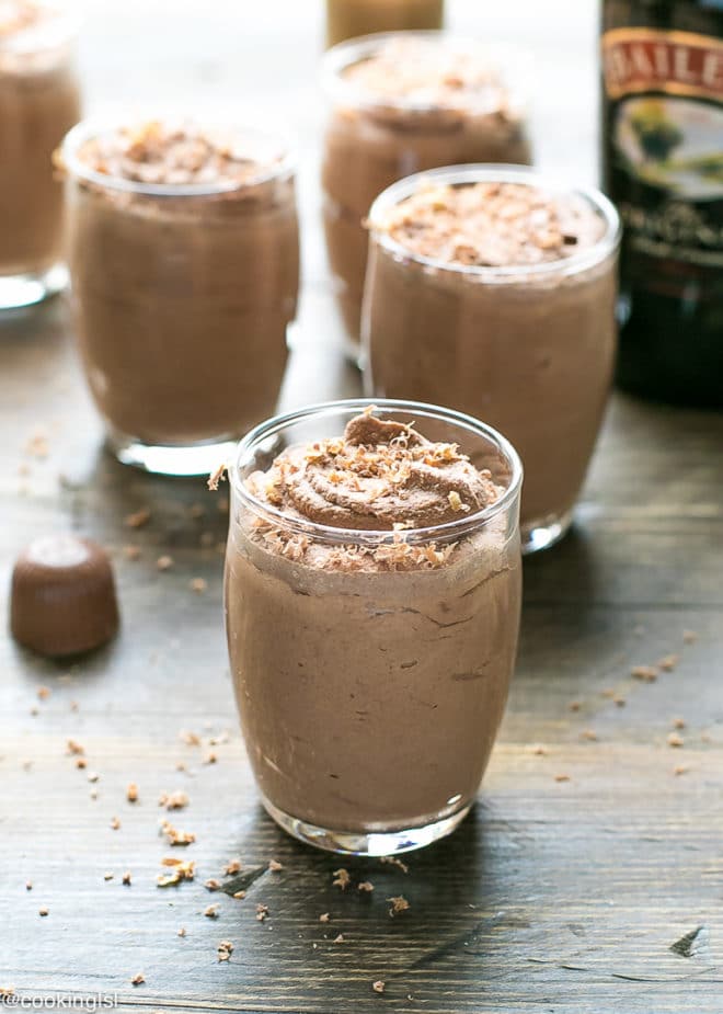 Easy Baileys Chocolate Mousse in cups