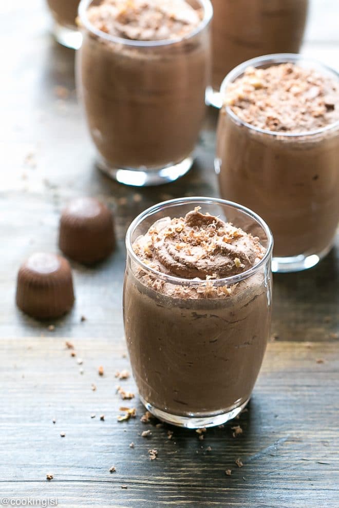 Easy Baileys Chocolate Mousse in clear cups