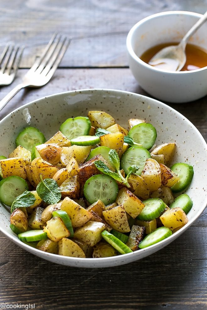 Sumac roasted potatoes and cucumber salad recipe