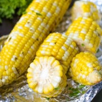 Grilled Corn On The Cob In Foil With Garlic Butter