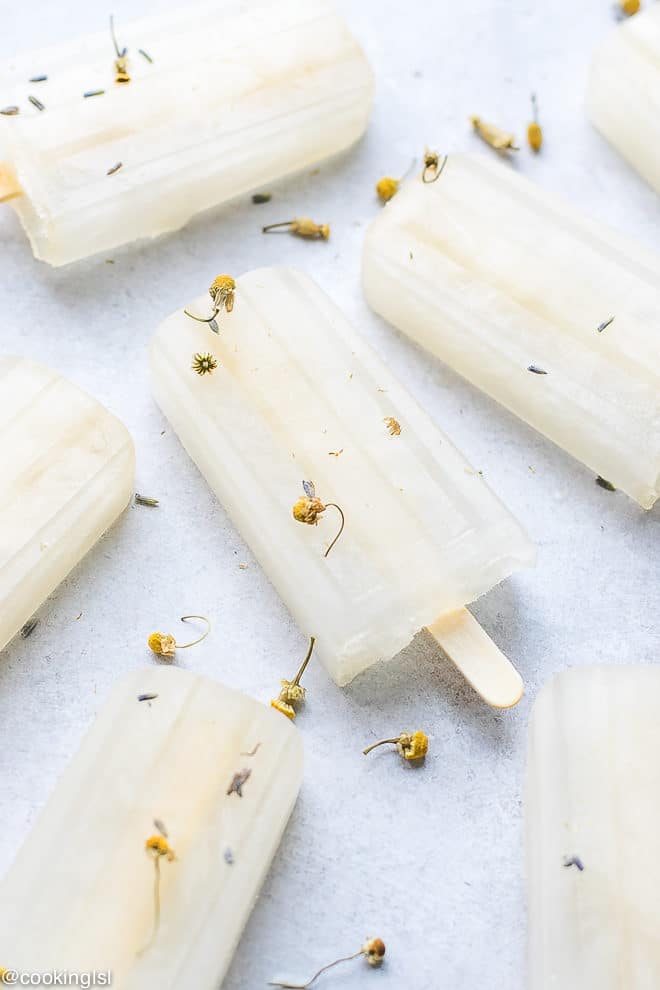 Lavender And Chamomile Popsicles - soothing and refreshing summer treat, made with 3 ingrediets