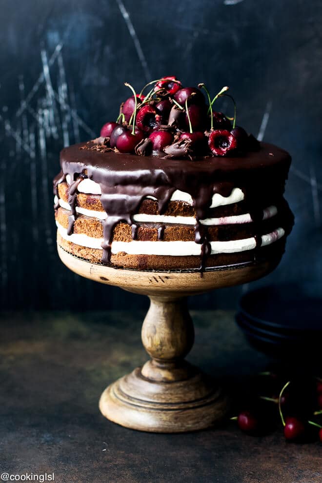 easy black forest cake recipe without alcohol