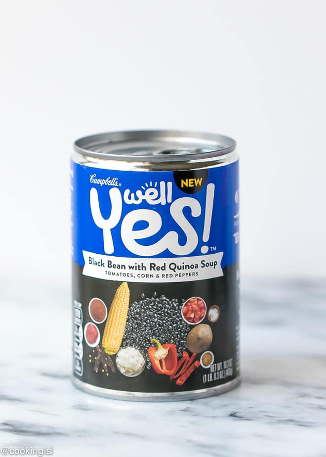 Campbell's Moments of Yes Well - Yes! Soups . Campbells Welll® yes soup Black Bean With Red Quinoa in a can.