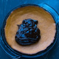 Ingredients for Dark Chocolate Pumpkin Pie With Chocolate Crust Recipe.