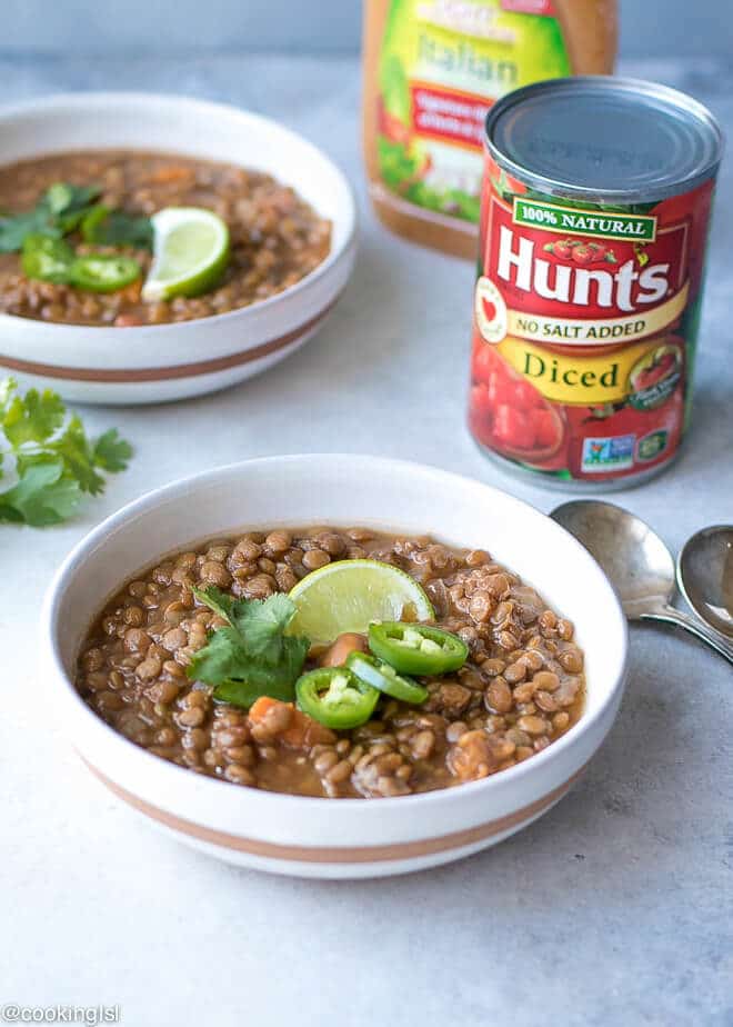 Sweet Potato Lentil Chili Recipe - simple to make in a crock pot, nutritious and delicious meal. Just a few ingredients and minimal prep work. Perfect for the colder months of the year.