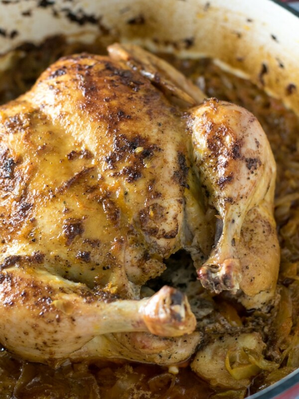 Whole Chicken And Cabbage Recipe In A Dutch Oven/Braiser crispy, juicy and delicious