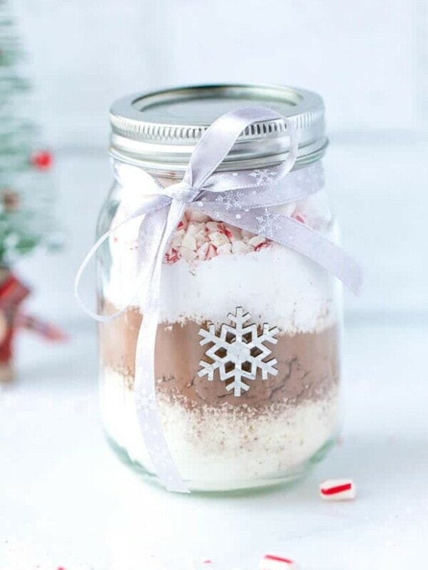 Hot Cocoa Mix In A Jar great for a Christmas decor and edible gift.