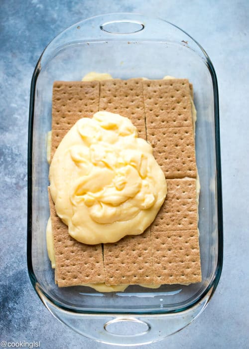 Easy Pudding Graham Cracker Icebox Cake Recipe -Step by step photos.