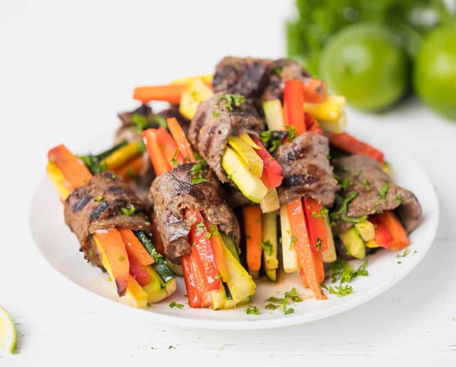 Easy Steak Roll Ups Recipe With Veggies Low-Carb, Keto on a plate