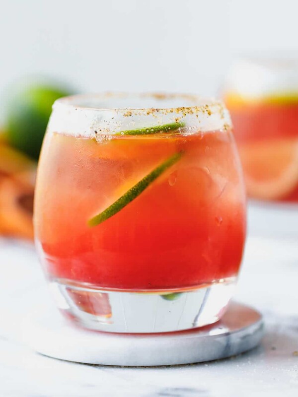 a small glass with Blood Orange Margarita Recipe (Sugar Free)