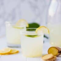 Sugar-Free Ginger Lemonade in clear glasses