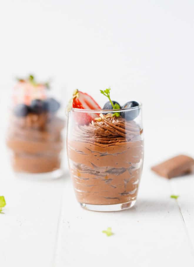 Low-Carb, Keto, Sugar-Free Chocolate Mousse Recipe in a shot glass