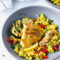 Turmeric Chicken And Rice in a bowl