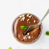 Keto chocolate mousse in a glass bowl