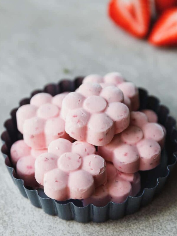 Keto Strawberry Fat Bombs in a dish